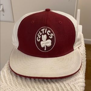 Vintage Boston Celtics Hardwood Classics Red Brown Fitted Cap Size Men’s 7